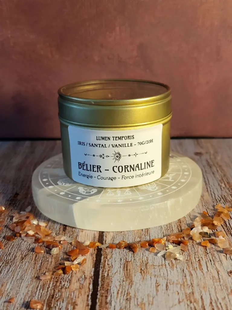 Bougie Astrologique Bélier – Cornaline • Énergie, Courage & Force intérieure