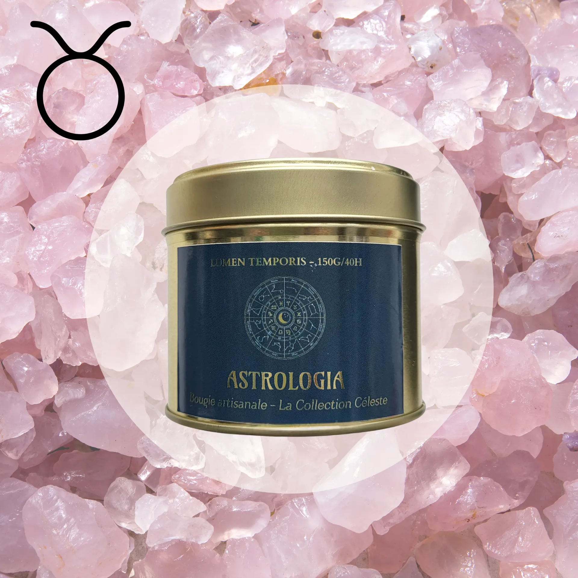 Bougie Astrologie Taureau - Quartz Rose • Douceur & Harmonie