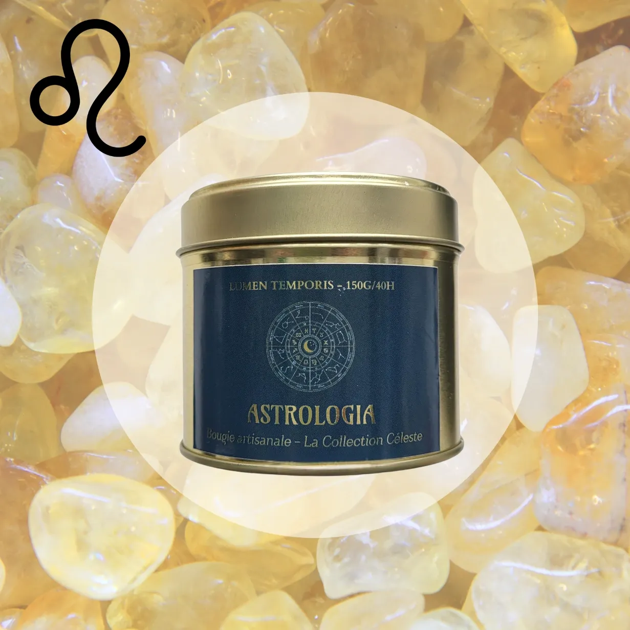 Bougie Astrologique Lion – Citrine • Rayonnement, Confiance & Vitalité