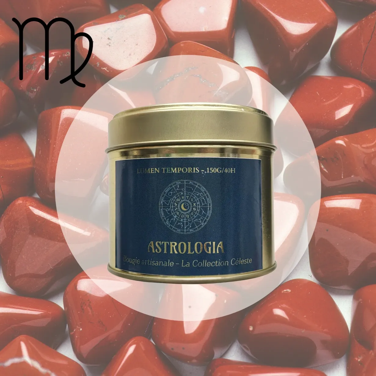 Bougie Astrologique Vierge – Jaspe Rouge • Organisation, Sagesse & Harmonie