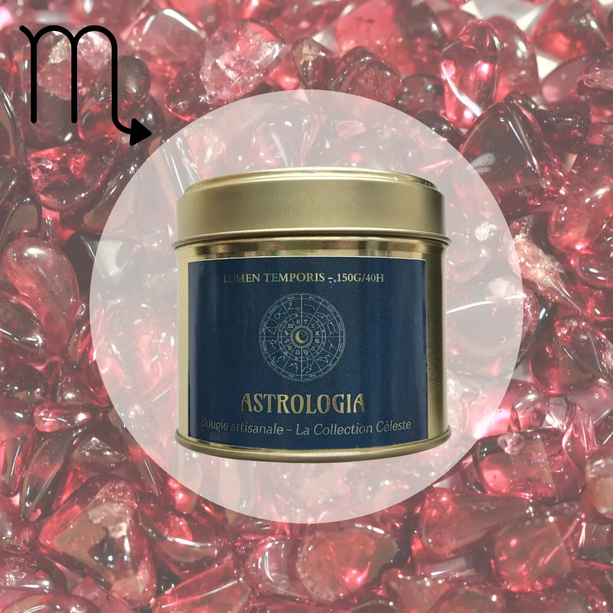 Bougie Astrologique Scorpion – Grenat Rouge • Intensité, Protection & Transformation