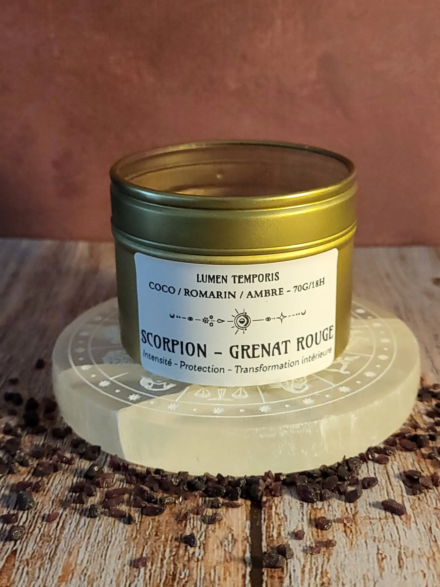 Bougie Astrologique Scorpion – Grenat Rouge • Intensité, Protection & Transformation