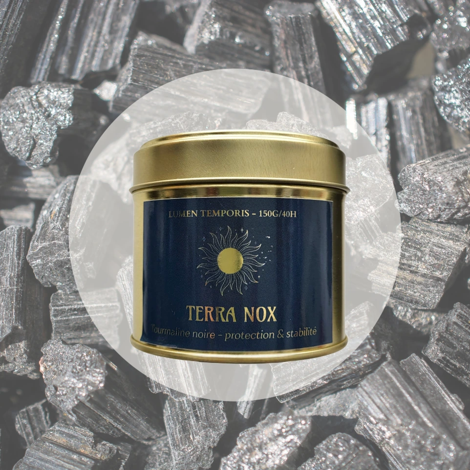Bougie Parfumée 'Terra Nox' – Tourmaline noire (70 grammes / ~18 heures de combustion)