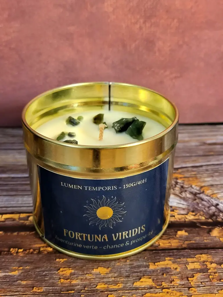 Bougie Parfumée 'Fortuna Viridis' - Aventurine verte (70 grammes / ~18 heures de combustion)