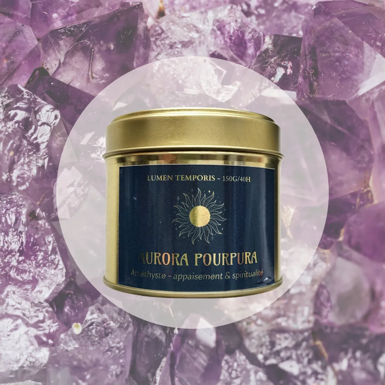 Bougie Parfumée 'Aurora Pourpura' - Améthyste (70 grammes / ~18 heures de combustion)