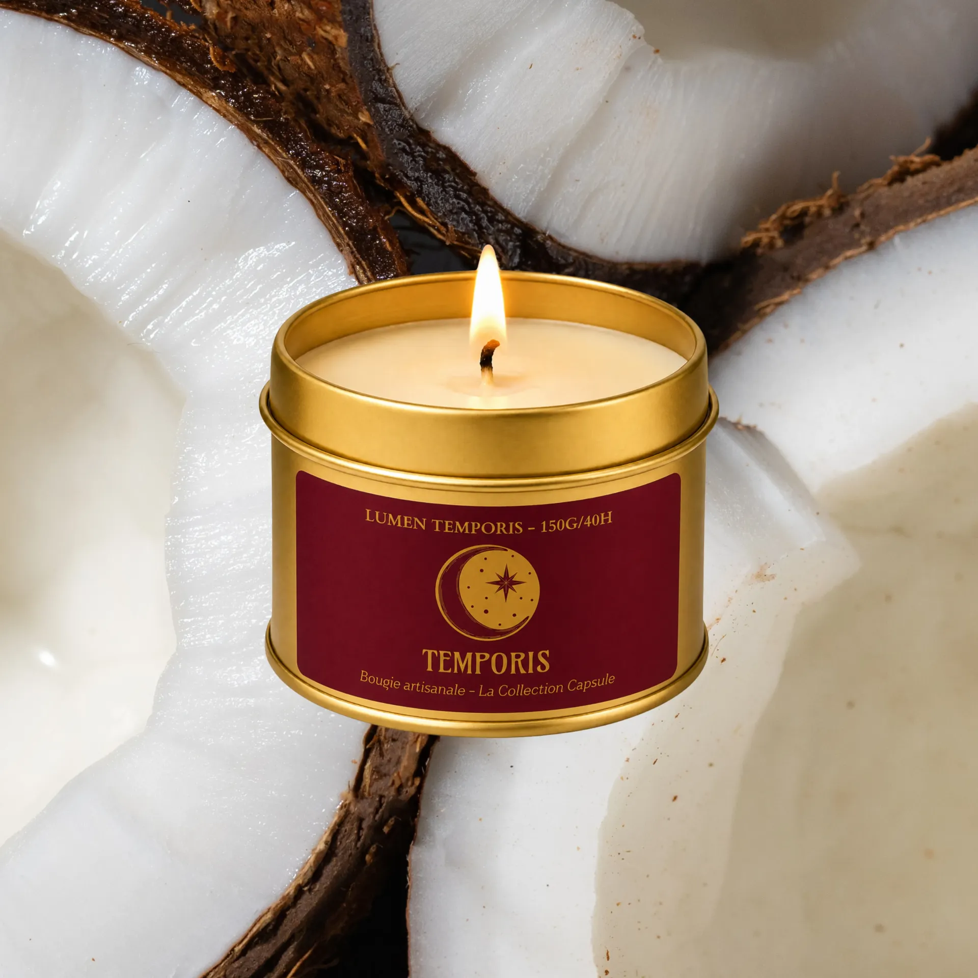 Noix de Coco - Bougie parfumée artisanale (70 grammes / ~18 heures de combustion)