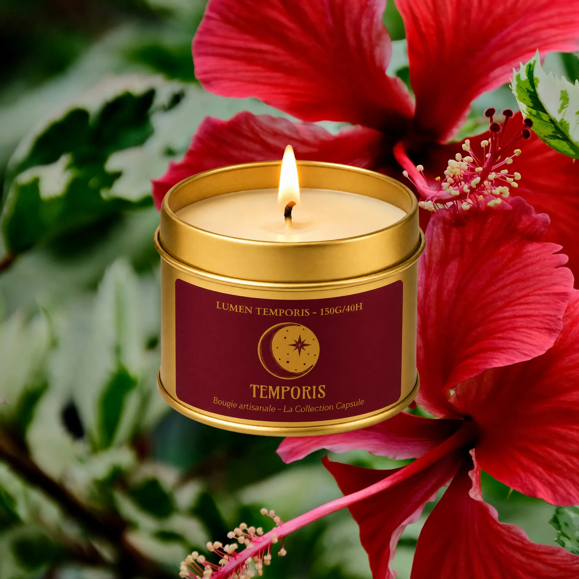 Hibiscus - Bougie parfumée artisanale (70 grammes / ~18 heures de combustion)