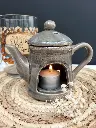 Brûleur à fondant parfumé – théière en céramique gris